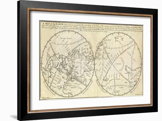 Map Marking Transit of Venus, 1770-Science Source-Framed Giclee Print