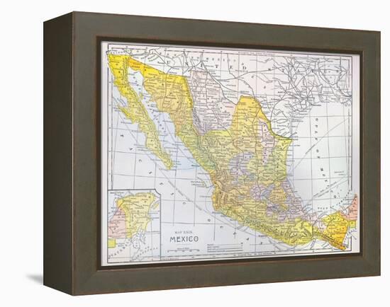 Map: Mexico-null-Framed Premier Image Canvas