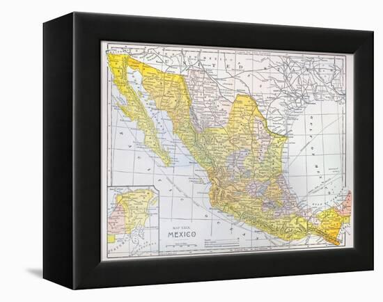 Map: Mexico-null-Framed Premier Image Canvas