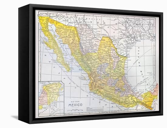 Map: Mexico-null-Framed Premier Image Canvas