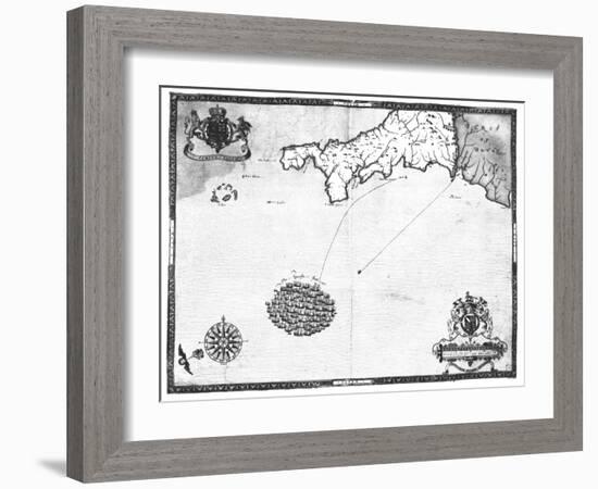 Map No. 1 Showing the Route of the Armada Fleet, Engraved by Augustine Ryther, 1588-Robert Adams-Framed Giclee Print