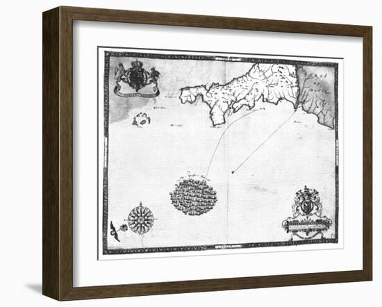 Map No. 1 Showing the Route of the Armada Fleet, Engraved by Augustine Ryther, 1588-Robert Adams-Framed Giclee Print