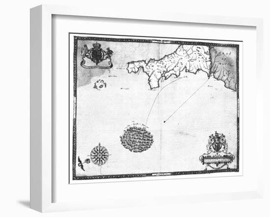 Map No. 1 Showing the Route of the Armada Fleet, Engraved by Augustine Ryther, 1588-Robert Adams-Framed Giclee Print
