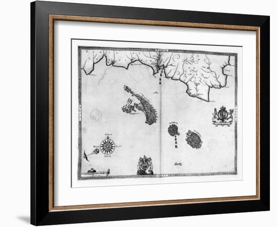 Map No.3 Showing the route of the Armada fleet, engraved by Augustine Ryther, 1588-Robert Adams-Framed Giclee Print