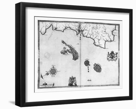 Map No.3 Showing the route of the Armada fleet, engraved by Augustine Ryther, 1588-Robert Adams-Framed Giclee Print