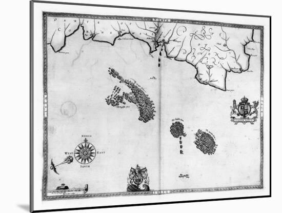 Map No.3 Showing the route of the Armada fleet, engraved by Augustine Ryther, 1588-Robert Adams-Mounted Giclee Print