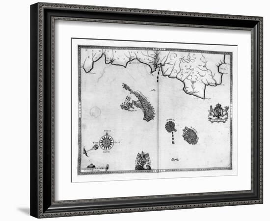 Map No.3 Showing the route of the Armada fleet, engraved by Augustine Ryther, 1588-Robert Adams-Framed Giclee Print