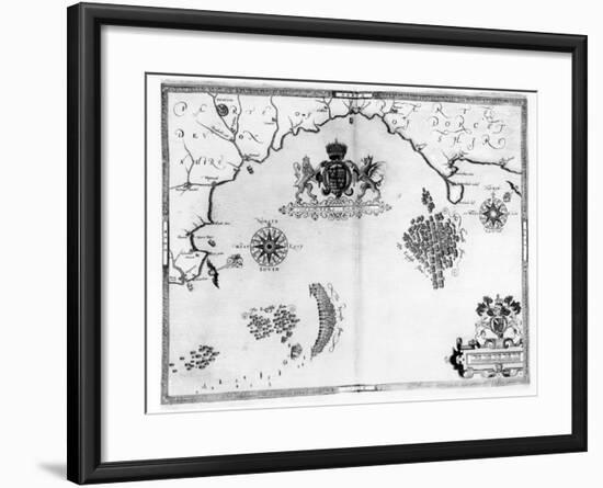 Map No.5 Showing the route of the Armada fleet, engraved by Augustine Ryther, 1588-Robert Adams-Framed Giclee Print