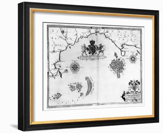 Map No.5 Showing the route of the Armada fleet, engraved by Augustine Ryther, 1588-Robert Adams-Framed Giclee Print