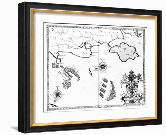Map No.6 showing the route of the Armada fleet, engraved by Augustine Ryther, 1588-Robert Adams-Framed Giclee Print