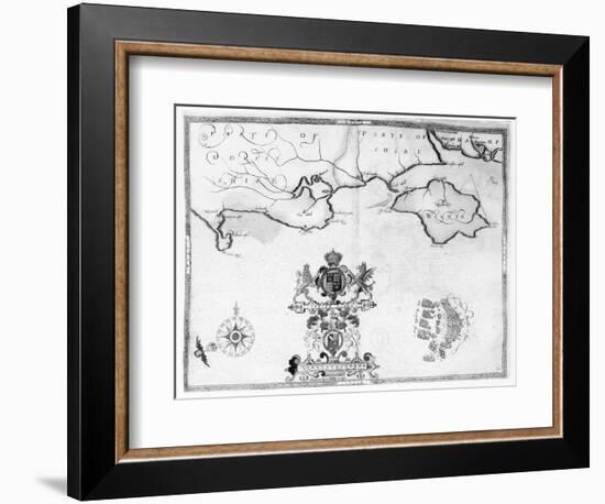 Map No.7 showing the route of the Armada fleet, engraved by Augustine Ryther, 1588-Robert Adams-Framed Giclee Print