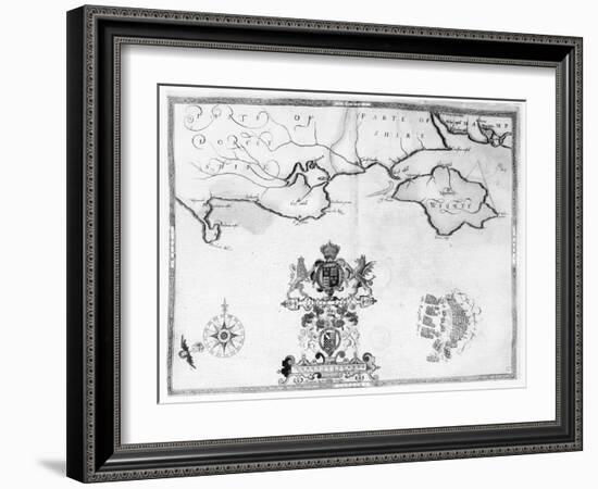 Map No.7 showing the route of the Armada fleet, engraved by Augustine Ryther, 1588-Robert Adams-Framed Giclee Print