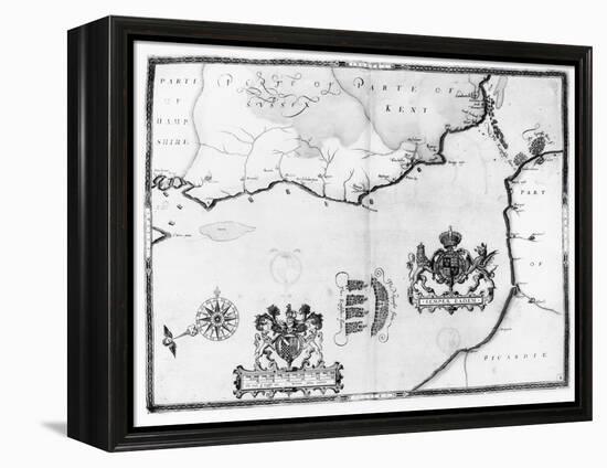 Map No.8 showing the route of the Armada fleet, engraved by Augustine Ryther, 1588-Robert Adams-Framed Premier Image Canvas