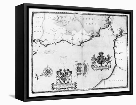 Map No.8 showing the route of the Armada fleet, engraved by Augustine Ryther, 1588-Robert Adams-Framed Premier Image Canvas