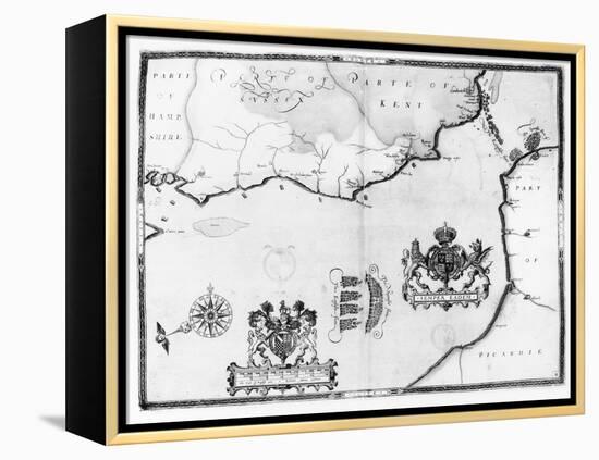 Map No.8 showing the route of the Armada fleet, engraved by Augustine Ryther, 1588-Robert Adams-Framed Premier Image Canvas