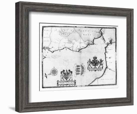 Map No.8 showing the route of the Armada fleet, engraved by Augustine Ryther, 1588-Robert Adams-Framed Giclee Print