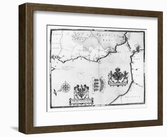 Map No.8 showing the route of the Armada fleet, engraved by Augustine Ryther, 1588-Robert Adams-Framed Giclee Print