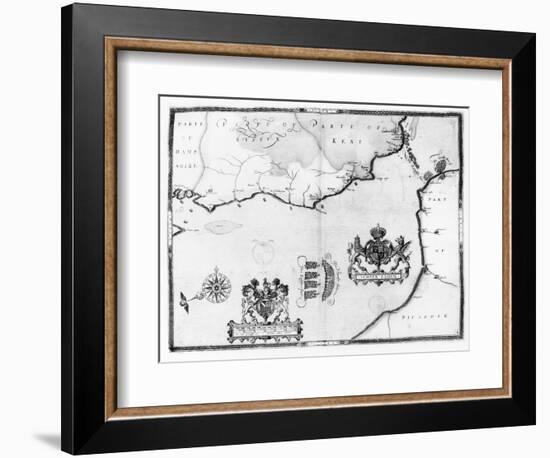 Map No.8 showing the route of the Armada fleet, engraved by Augustine Ryther, 1588-Robert Adams-Framed Giclee Print