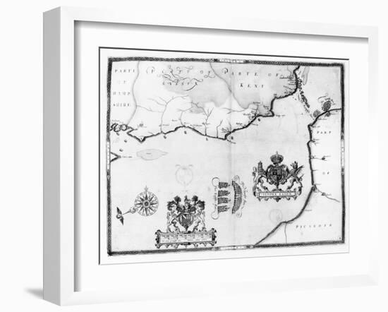 Map No.8 showing the route of the Armada fleet, engraved by Augustine Ryther, 1588-Robert Adams-Framed Giclee Print