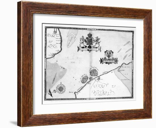 Map No.9 showing the route of the Armada fleet, engraved by Augustine Ryther, 1588-Robert Adams-Framed Giclee Print