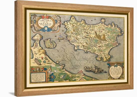 Map of a Mediterranean Island-Abraham Ortelius-Framed Stretched Canvas