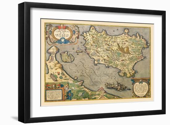 Map of a Mediterranean Island-Abraham Ortelius-Framed Art Print