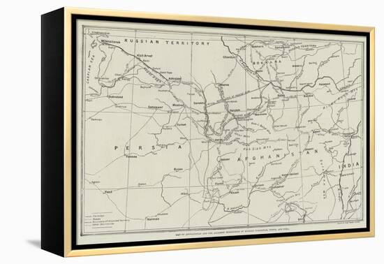 Map of Afghanistan and the Adjacent Territories of Russian Turkestan, Persia, and India-null-Framed Premier Image Canvas