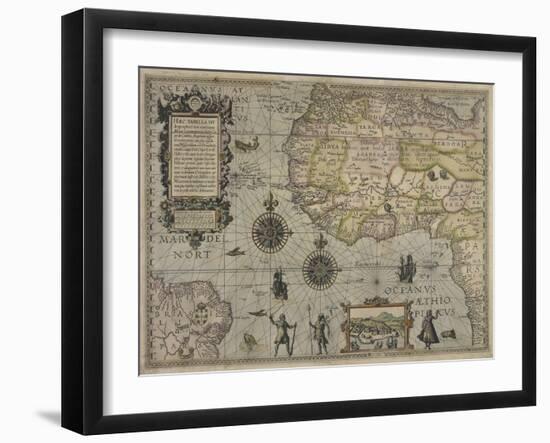 Map of Africa and Brazil, Amsterdam, ca. 1595-Petrus Plancius-Framed Giclee Print