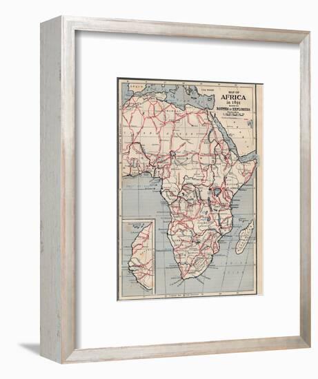 'Map of Africa in 1891 showing Routes of Explorers'-Unknown-Framed Giclee Print