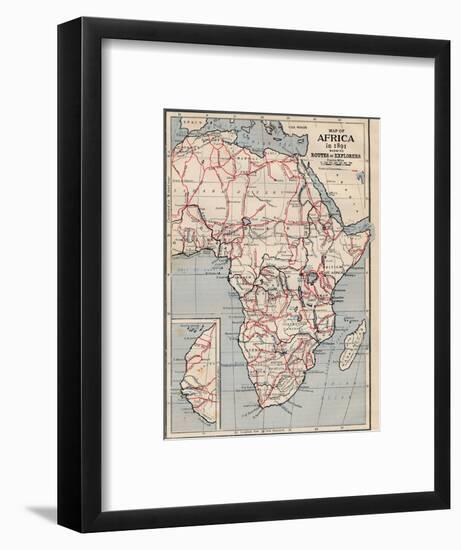 'Map of Africa in 1891 showing Routes of Explorers'-Unknown-Framed Giclee Print