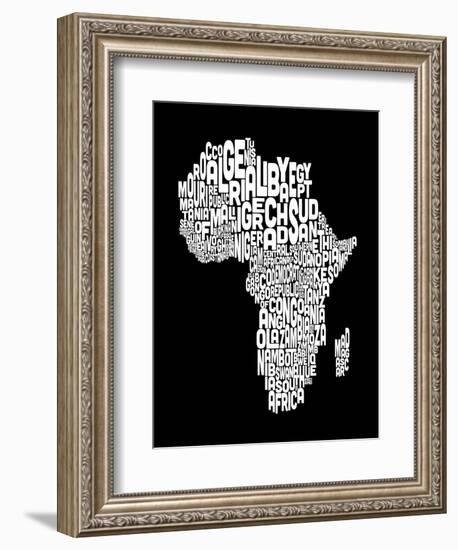 Map of Africa Map, Text Art-Michael Tompsett-Framed Art Print