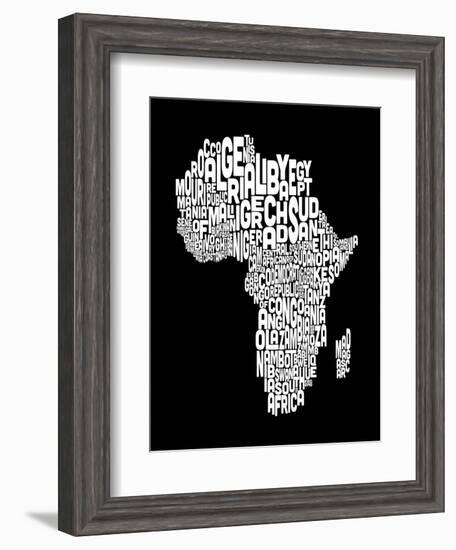 Map of Africa Map, Text Art-Michael Tompsett-Framed Art Print