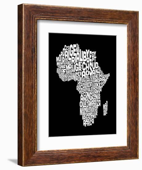 Map of Africa Map, Text Art-Michael Tompsett-Framed Art Print