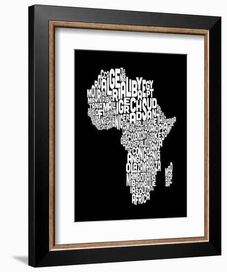 Map of Africa Map, Text Art-Michael Tompsett-Framed Art Print