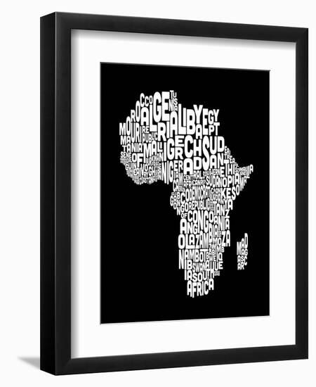 Map of Africa Map, Text Art-Michael Tompsett-Framed Art Print