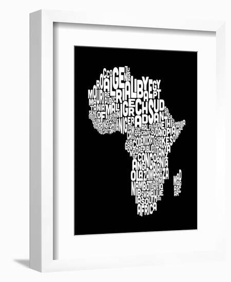 Map of Africa Map, Text Art-Michael Tompsett-Framed Art Print