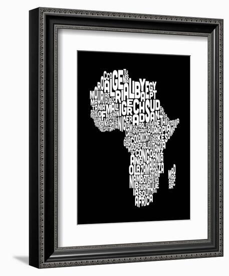 Map of Africa Map, Text Art-Michael Tompsett-Framed Art Print