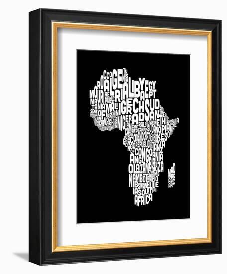 Map of Africa Map, Text Art-Michael Tompsett-Framed Art Print