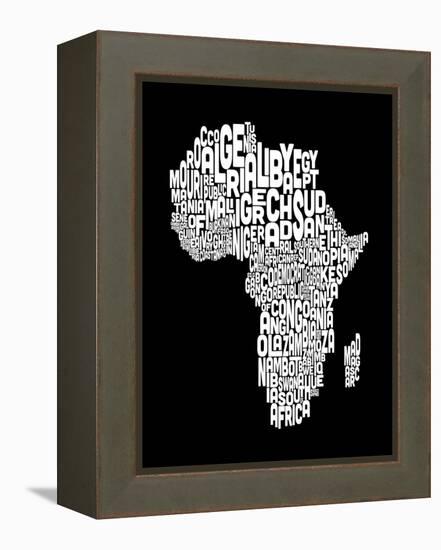 Map of Africa Map, Text Art-Michael Tompsett-Framed Stretched Canvas