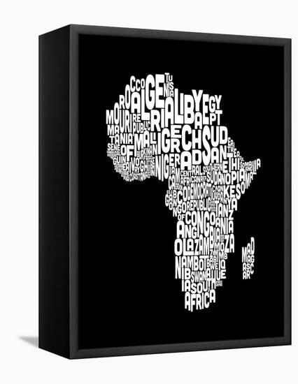 Map of Africa Map, Text Art-Michael Tompsett-Framed Stretched Canvas