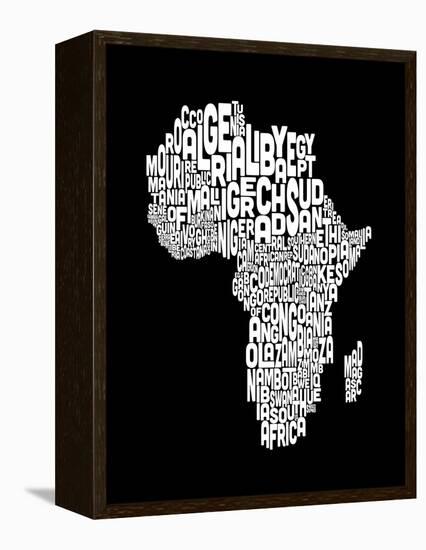 Map of Africa Map, Text Art-Michael Tompsett-Framed Stretched Canvas