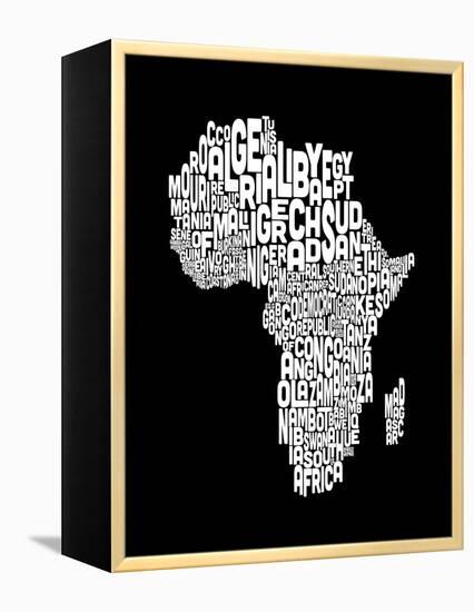 Map of Africa Map, Text Art-Michael Tompsett-Framed Stretched Canvas