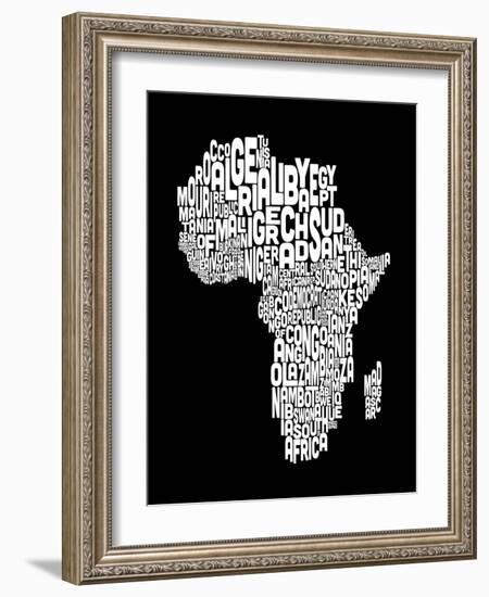 Map of Africa Map, Text Art-Michael Tompsett-Framed Art Print