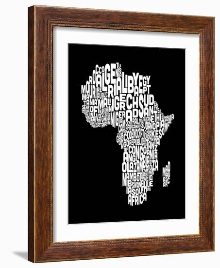 Map of Africa Map, Text Art-Michael Tompsett-Framed Art Print