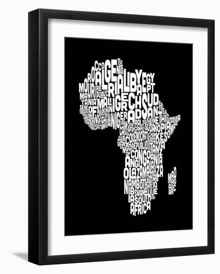 Map of Africa Map, Text Art-Michael Tompsett-Framed Art Print