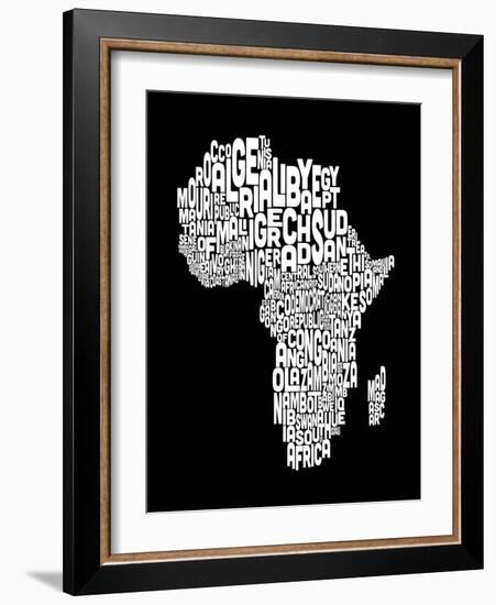 Map of Africa Map, Text Art-Michael Tompsett-Framed Art Print