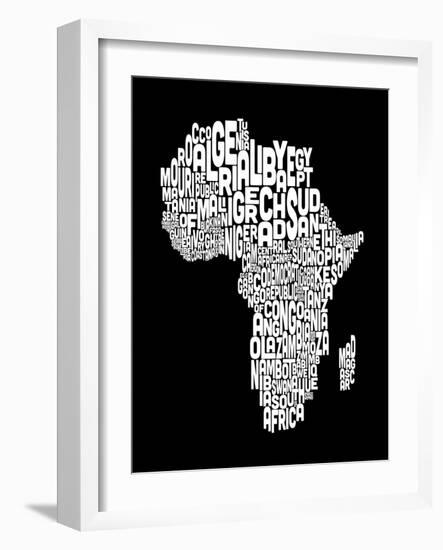 Map of Africa Map, Text Art-Michael Tompsett-Framed Art Print