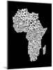 Map of Africa Map, Text Art-Michael Tompsett-Mounted Art Print