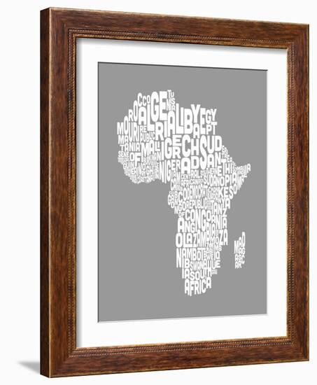 Map of Africa Map, Text Art-Michael Tompsett-Framed Art Print