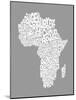 Map of Africa Map, Text Art-Michael Tompsett-Mounted Art Print